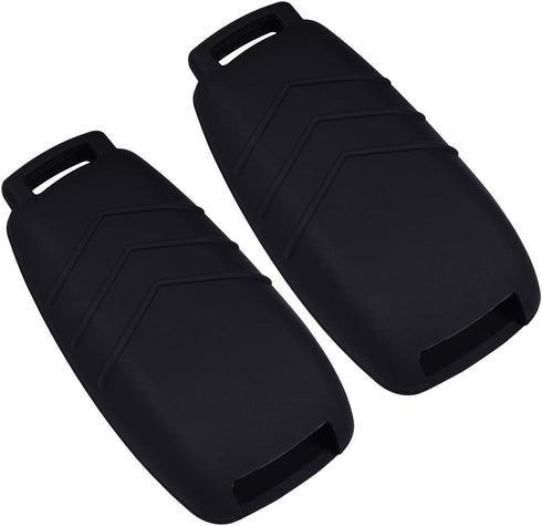 Lcyam Silicone Remote Key Fob Covers Smooth Soft Rubber Case Fits for Mercedes-Benz A220 E63S AMG E-Class GLE 350 4MATIC 2019 2020 2021 (Black Bla...