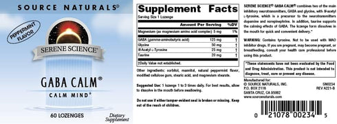 Source Naturals Serene Science, GABA Calm Quick Dissolving Peppermint Flavor* - 60 Lozenges...