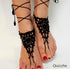 2PC Beach Anklet Barefoot Sandals Black Crochet Layered Lace Ring Foot Chain Bridal Wedding Anklet Foot Yoga Dance Trendy Accessories for Women...