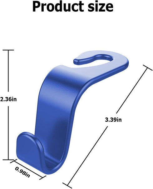 Moly Magnolia Car Seat Headrest Hook, 4PCS Multifunctional Auto Backseat Hangers, Vehicle Storage Organizer for Purse, Coat, Umbrella, Grocery, Ba...
