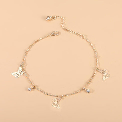 Sither Butterfly Anklet for Women Fashion Crystal Pendant Anklet Bracelets Chain Bohemian Adjustable Handmade Foot Hand Jewelry Gift...