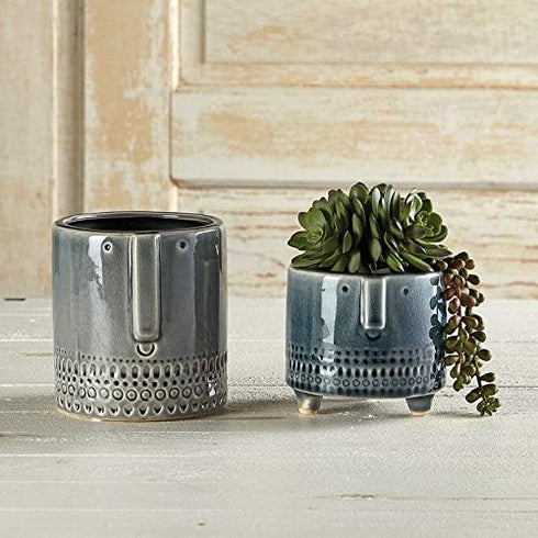 47th & Main Crackled Glazed Planter/Pot, Small, Gray...