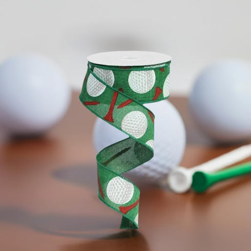 Craig Bachman 1.5" Royal Canvas Golf Balls & Tee Ribbon: Emerald Green (10 Yards) Durable Fabric Wired Edge for Crafting, Floral Arrangements, Gif...
