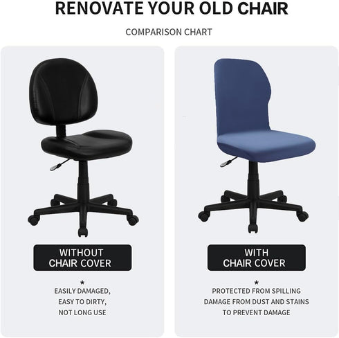 Velvet Stretch Armless Office Chair Covers - Colorful Stretch Slipcover for Desk Chairs (Navy)...