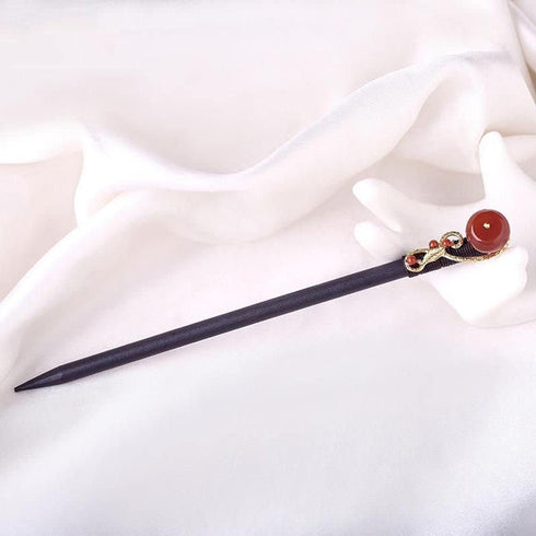 Retro Chinese Wooden Hairpins Japanese Hair Stick Vintage Flower Hair Chopsticks Handmade Wood Blue Flower Tassel Hair Sticks Hair Accessories wit...