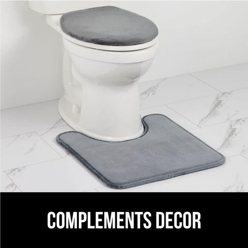 GORILLA GRIP Thick Memory Foam Bathroom Toilet Lid Seat Cover, Soft Velvet Topside, Machine Wash, Plush Cushioned Covers Fits Most Size Lids, Deco...