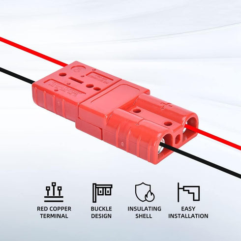 8 Pcs 6-10 Gauge Anderson Connector Plug 50A 12-36V Battery Quick Connector Red Battery Quick Disconnect Wire Harness Plug Kit for Winch Car Auto ...