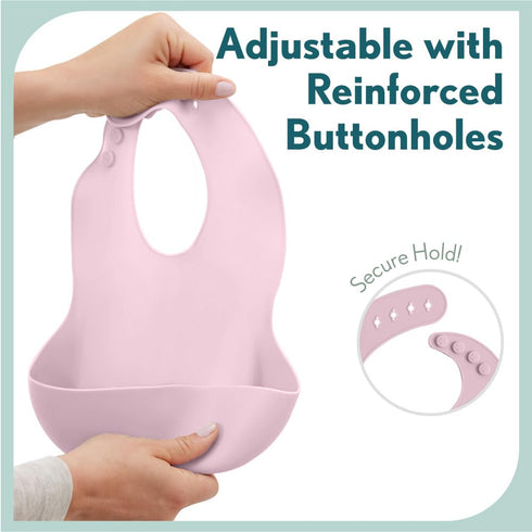 MIGHTY MONKEY Extra Deep Pocket Waterproof Silicone Feeding Baby and Toddler Bib, BPA Free Bibs for Boy, Girl, Adjustable Mess Free Eating and Dri...