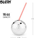 Blush Silver Disco Ball Cup with Straws for Parties - 16 Ounce Cute Sparkly Glitter Cocktail Disco Ball Drink Tumbler, Party Supplies...