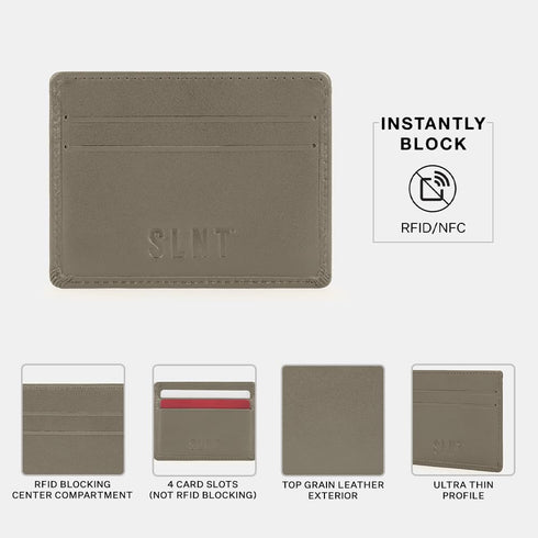 SLNT Napa Top Grain Leather RFID & NFC Signal Blocking Simple Card Wallet with 4 Credit Card Slots & 1 Center Pocket - Slim & Lightweight, Great f...