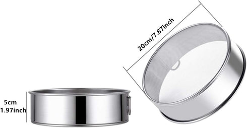 Falytemow Flour Sifter Round Flour Sieve Strainer with 40 Mesh Premium Rustproof Stainless Steel Fine Mesh for Baking 7.87 inch x 1.97 inch...