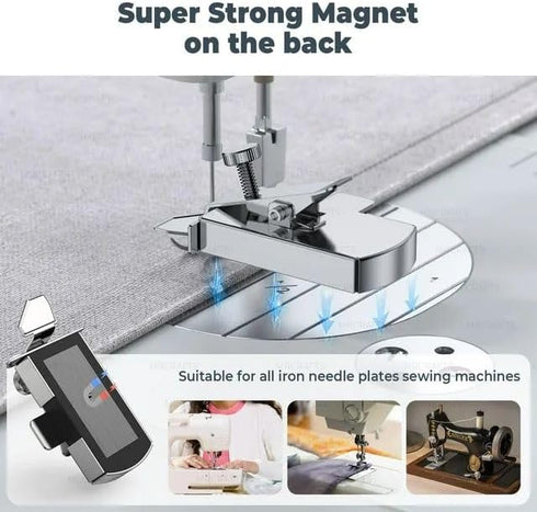 1Pc Silver Magnetic Seam Guide for Sewing Machine, Sewing Guide Supplies, Magnetic Seam Guide with Clip, for Craft, Sewing, Clothes, DIY Sewing Ma...