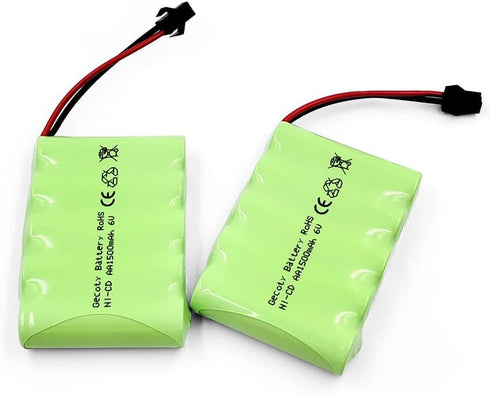 6V RC Battery, 2 Pack 1500mAh Ni-Cd Rechargeable 5-Cells AA Battery Packs with SM 2P Plug for RC Truck Vehicles Electrical Tools...