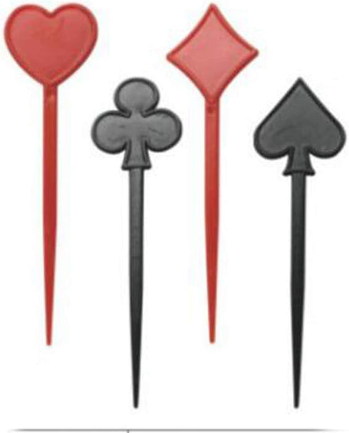 YukaBa 200 Pack of Black and Red Poker Shape Fruit Toothpick Food Decoration Cocktail Sticks for Birthday Party Baby Shower Wedding, 1...