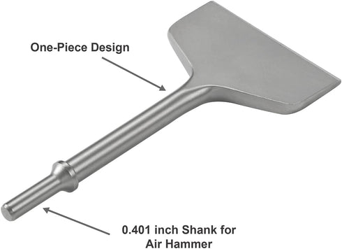 4 Inch Wide Pneumatic Chisel Bit, 0.401 Inch Shank Air Chisel Bit for Pneumatic Air Hammer, Tile & Thinset Scaling Chisel, Wall and Floor Scraper,...
