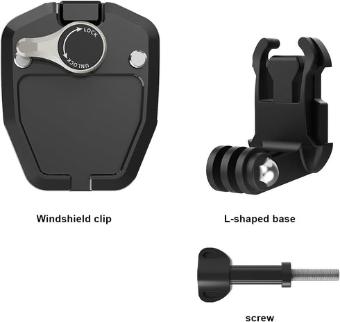 Motorcycle Windshield Clip Mount Quick Release Clip Mount for GoPro Hero 12 11 10 9 8 7, Insta360 X4 X3 X2 X ONE RS R, DJI Osmo Action, Smartphone...