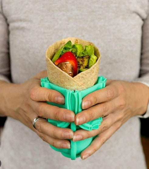 Aqua Wrap'd Reusable Silicone Lunch Burrito Flatbread Wrap Holder Container Alternative to Beeswax Wraps Cling Wrap...