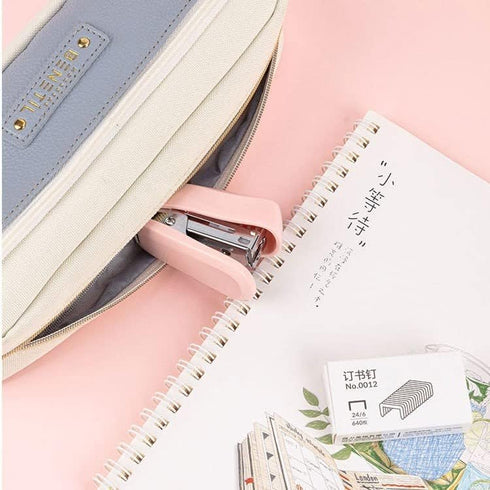 Pink Color Mini Stapler with Staples,Small Cute Stapler for Desk,Gift for Student or Office Use (Pink)...