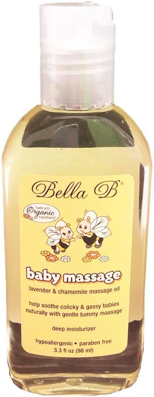 Bella B Bundle Baby Massage Oil 3.3 oz & Silk & Honey Baby Lotion 2 oz - Baby Oil Organic - Organic Baby Oil - Natural Baby Lotion - Organic Baby ...