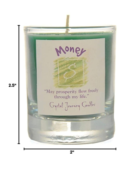 Crystal Journey Herbal Magic Glass Filled Votive Soy Candle - Money...