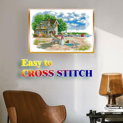 ROSTITCH Stamped Cross Stitch Kits- Vacation time Cross Stitch Kits for Beginners Adults Needlepoint Cross-Stitch,Pre Printed Cross Stitch and Cra...