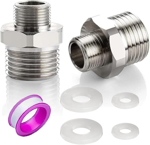 Faucet Supply Hose Adapter 3/8 Male to 1/2 Male Water Line Adapter 304 Stainless Steel Compression Fittings for RV Kitchen Plumbing 3/8 to 1/2(O.D...