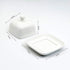 NAGU Mini Square Butter Dish with Lid, White Procelain Domed Cheese Dish with Handle Individual Serving Small Butter Tray, Cute Ceramic Dessert Se...