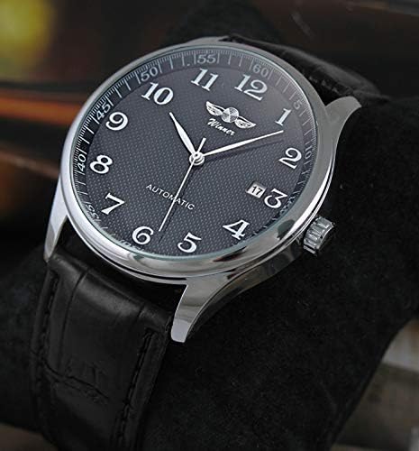 VIGOROSO Mens Watches Automatic Mechanical Black Dial Leather Strap Wrist Watch...