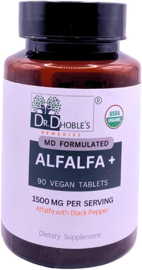 Alfalfa Plus, 1500 mg Per Serving, MD Formulated, Enhanced Bioavailability with Black Pepper, Superfood, Natural Chlorophyll Supplement, USDA Orga...