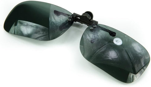 Polarized Black Metal Clip On Flip Up Grey / Gray Sunglass Lenses, Deep Rectangle, 56mm Wide X 31mm High...