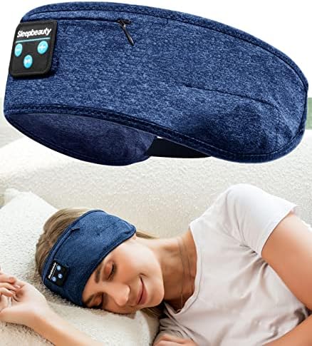 Sleep Headphones Bluetooth Hair Headband, Wireless Adjustable Headband Headphones Sleep Mask with Ultra-Thin Speakers Noise Cancelling Perfect for...