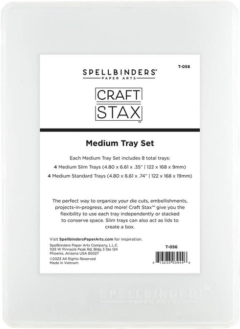 Spellbinders [ Stackable Medium Set (4 Trays, 4 Lids) Craft STAX Storage, Clear...