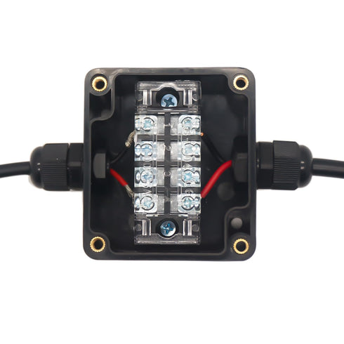 Watertight Junction Box, IP67 Waterproof Electrical Project Box with 4P 15A Barrier Terminals,1 in/2 Out Cable Glands Electronic Enclosure 3.26" x...