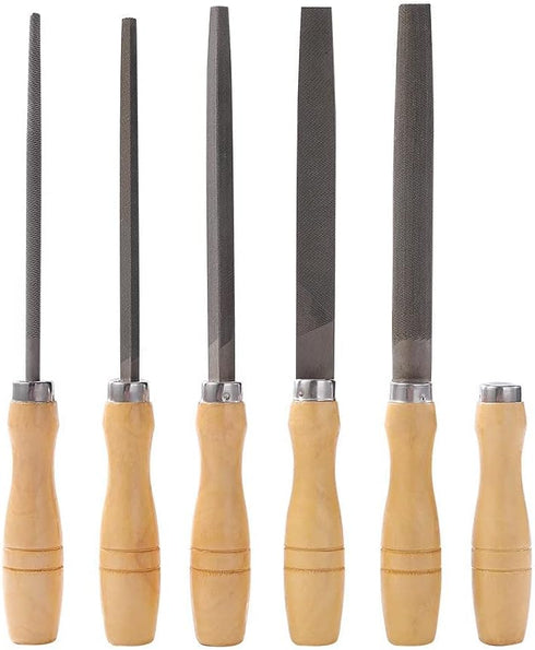 High Carbon Steel File Set with Wooden Handles Rasp File for Metal, Wood, Plastic, 5 Pieces...