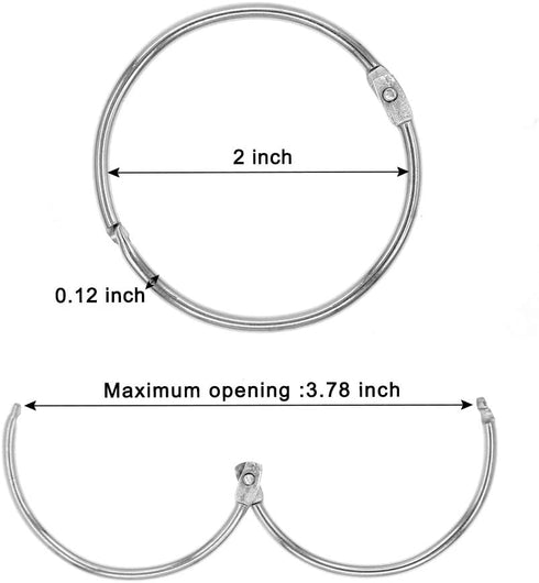 Coideal Metal Shower Curtain Rings - 20 Pack 2 Inch Large Silver Round Loop for Hanging Drapes, Easy Open and Close (50 mm)...