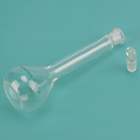 Glass Volumetric Flask with Glass Stopper, Borosilicate Glass Heavy Wall, Class A, Tolerance ±0.05 ml, 50 ml (Pack of 1)...