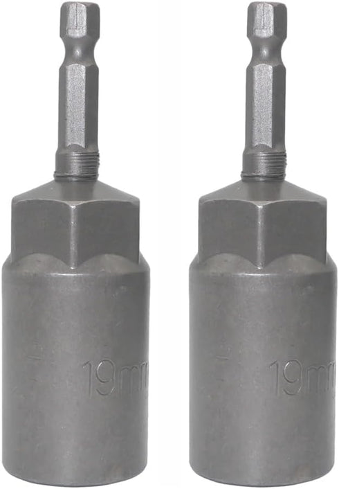 1/4 inch Drive Socket Wrench with Hexagonal Shank Deepened Electric Wrench Adapter Nut Drill Tool 2-pcs (19mm)...