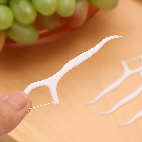 100 PCS White Dental Floss Picks Clean Floss Picks Toothpicks Oral Care Floss...
