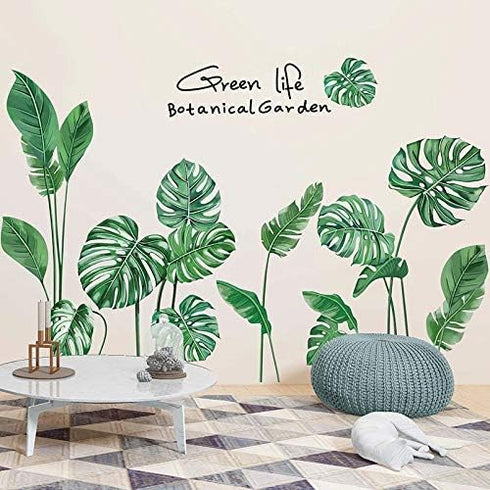 RW-1001 Removeable 3D Green Plants Wall Stickers DIY Fresh Leaf Home Wall Decoration Art Decor Wall Decal Peel and Stick Murals for Girls Kids Bab...