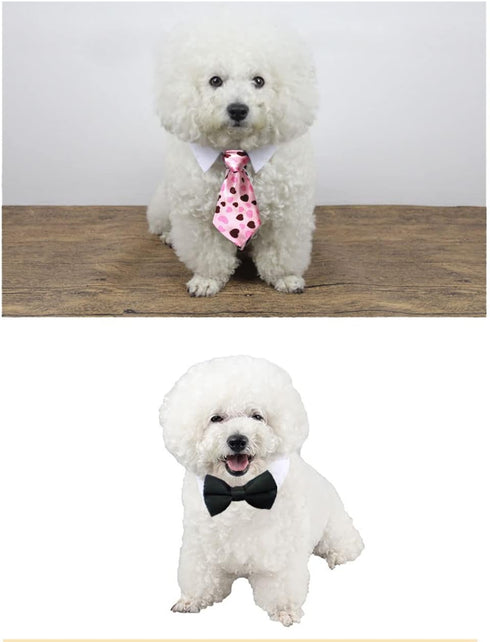 4 Pieces Pets Dog Cat Bowtie Pet Costume Adjustable Formal Necktie Collar for Cats Small Dogs Puppy Grooming Accessories (red/Heart)...
