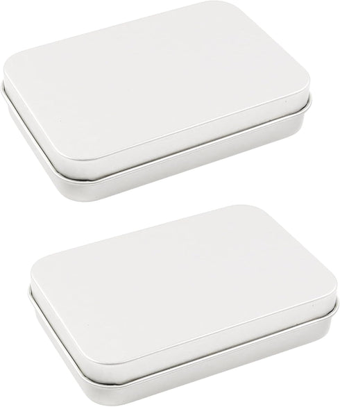 Vagocom 2Pcs Mini Containers with Lids, 3.4x2.3x0.7inch / 8.7x6x1.8cm Empty Metal Hinged Box for Storing Jewelry, Crafts, Sewing Supplies and Othe...