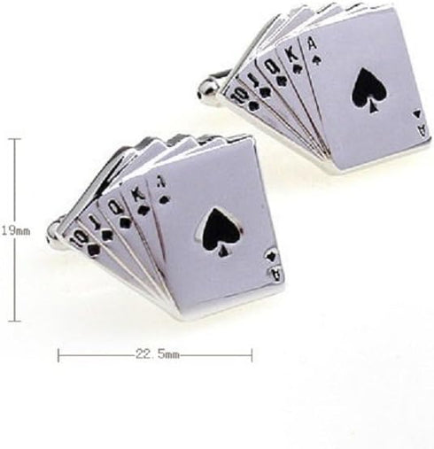 Royal Flush Poker Ace - Ten Pair Cufflinks in a Presentation Gift Box & Polishing Cloth...