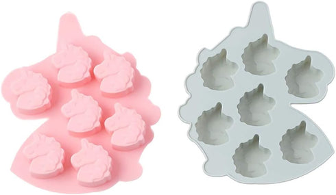 2-Pack Unicorn Head Silicone Molds Set for Making Small Soap Chocolate Candy Gummy Baking Cake Jello Jelly Wax Crayon Melt Ice Cube Tray...