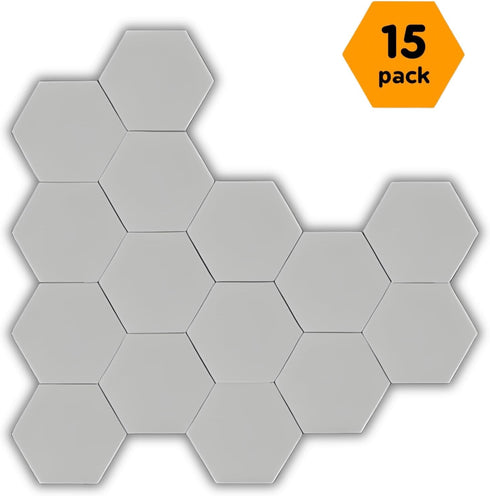 15 Pack 7" x 8" x 3/8" New Version Durable Rubber Hexagon Bulletin Board Tiles Versatile Peel Stick Self Adhesive Foam Pin Board, Acoustic Dampeni...