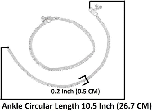 Efulgenz Indian Anklets for Women Indian Style Anklet Pair for Women Indian Ankle Bracelets Indian Ankle Bracelets Indian Silver Ankle Bracelets f...