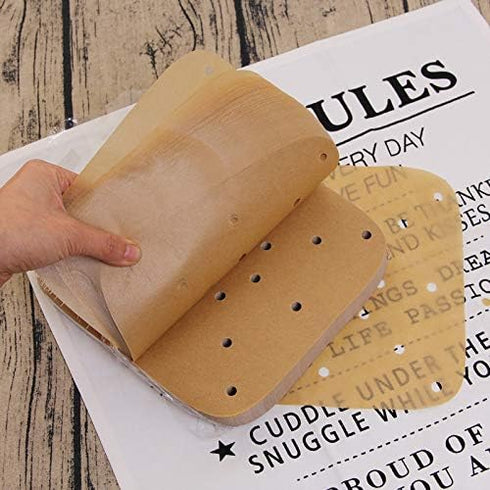 200pcs Square 8.5 inch air fryer parchment paper liners,perforated parchment paper for air fryer,ovens & microwaves or 8-9 inches bamboo or metal ...
