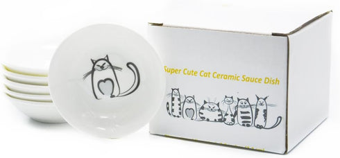 BigNoseDeer Super Cute Cat Ceramic Sauce Dish,Mini Side Seasoning Dish,Condiment Dishes,Sushi Soy Dipping Bowl,Snack Serving Dishes,Meow Porcelain...