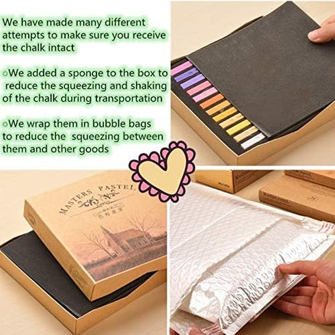 Non Toxic Artist Pastels,Square Soft Pastels Set,Chalks 12/24/36/48 Colors Soft Dry Pastel Artist Chalk Pastel Sticks for Office School Art Drawin...