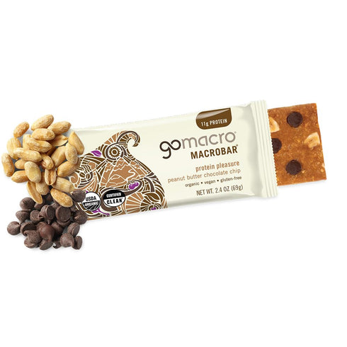 GoMacro MacroBar Organic Vegan Protein Bars - Peanut Butter Chocolate Chip (2.4 Ounce Bars, 12 Count)...