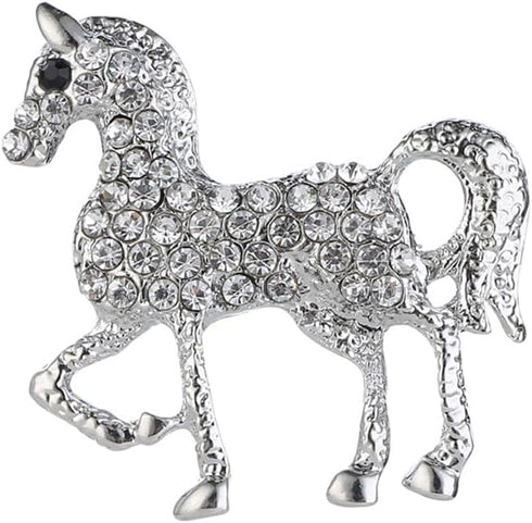 Rhinestone Horse Animal Brooch Pin for Women Girls Men Silver Plated Fashion Crystal Pony Brooches Lapel Pins Cute Dress Accessories Holiday Party...
